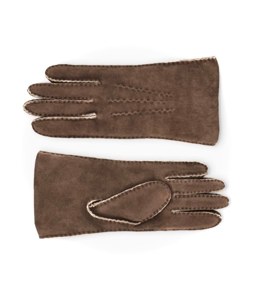 Gants en Mouton Retourné Marron Foncé pas cher