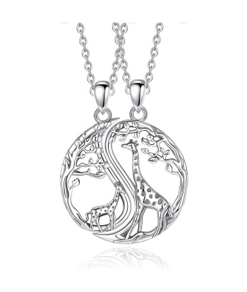 Collier Mère Fille Girafe (Argent) pas cher 