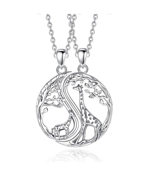 Collier Mère Fille Girafe (Argent) pas cher 