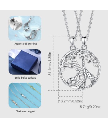 Collier Mère Fille Girafe (Argent) pas cher 