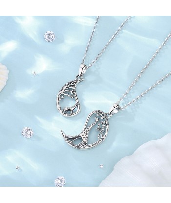 Collier Mère Fille Girafe (Argent) pas cher 