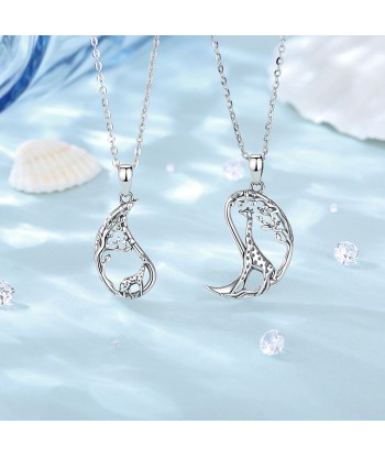 Collier Mère Fille Girafe (Argent) pas cher 