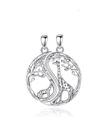 Collier Mère Fille Girafe (Argent) pas cher 