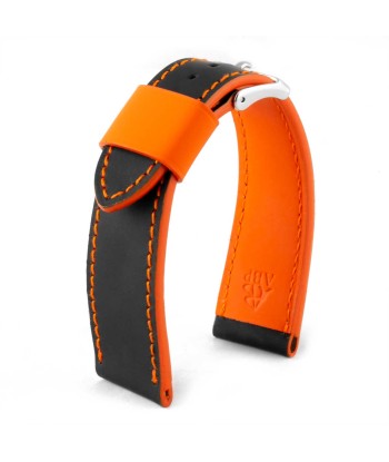 Patek Philippe Aquanaut - Rubberized calf leather watch band - Black & white / orange contrasted rubber En savoir plus