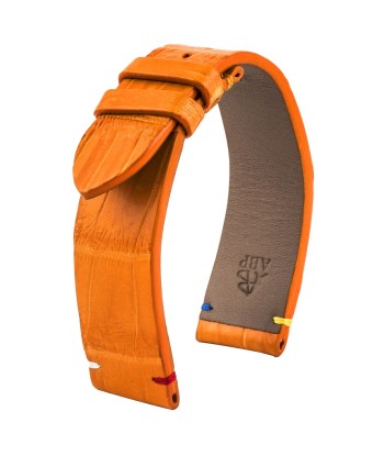 Leather watch strap - Religions - Alligator White / Orange / black Faites des économies