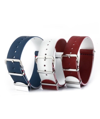 République Pack - 3X Rubber calf NATO strap - Blue, White & Red pas cher 