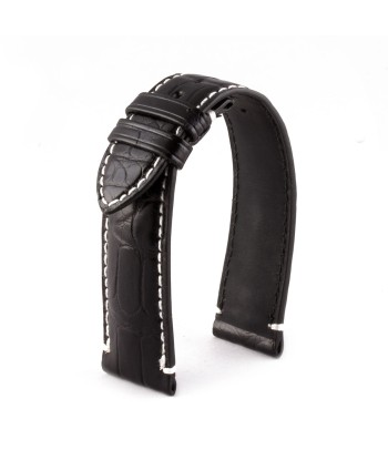 Private Jet - Leather watch band - Black alligator / white Comparez plus de prix