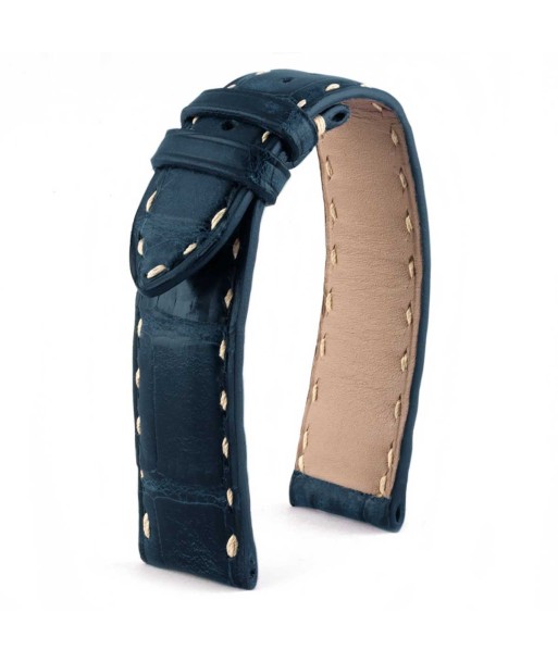 Omega Constellation Globemaster - Leather watch band - Navy blue special tanning waxed alligator Toutes les collections ici