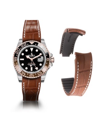 Rolex  - R Strap leather watch strap " Special editions" - alligator - Black brown, blue red... Amélioration de cerveau avec