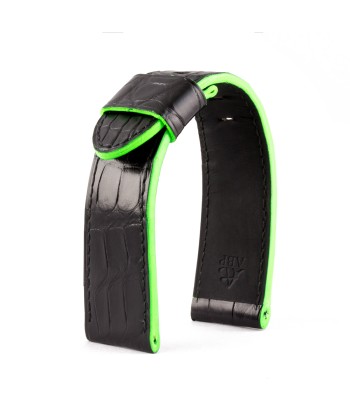 Panerai Radiomir & Luminor - Fluorescent leather watch band - Black alligator / green la chaussure