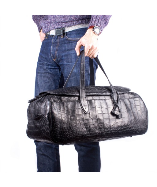 Leather travel bag - Black alligator les ligaments