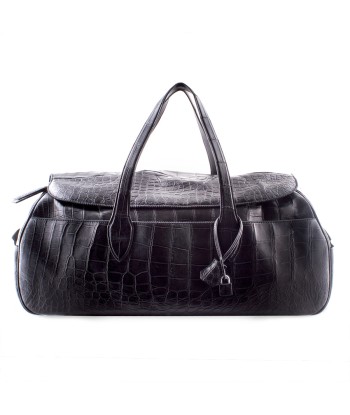 Leather travel bag - Black alligator les ligaments