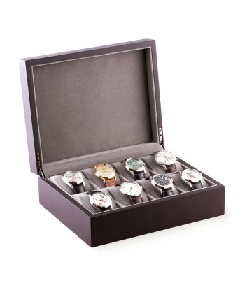 Wooden watch box - Watch case for 8 watches - Dark brown est présent 