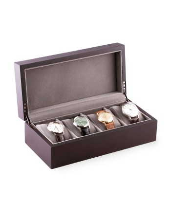 Wooden watch box - Watch case for 4 watches - Dark brown pas cher 