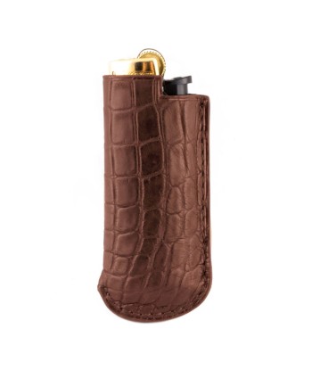 Leather Lighter Case - Round scales alligator rembourrage situé sous