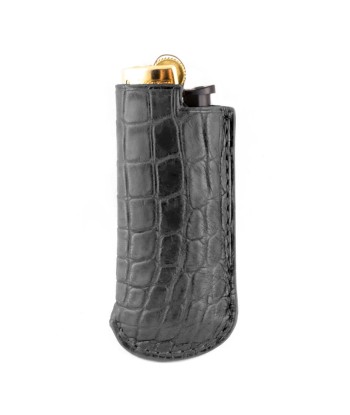 Leather Lighter Case - Round scales alligator rembourrage situé sous