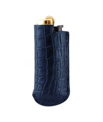 Leather Lighter Case - Round scales alligator rembourrage situé sous