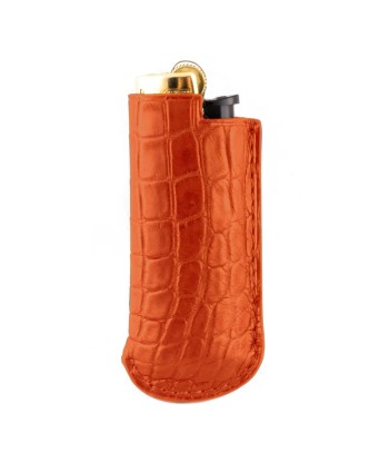 Leather Lighter Case - Round scales alligator rembourrage situé sous