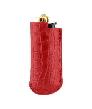 Leather Lighter Case - Round scales alligator rembourrage situé sous