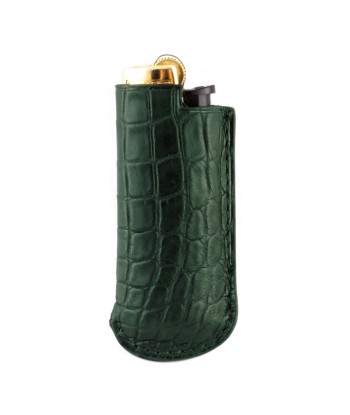 Leather Lighter Case - Round scales alligator rembourrage situé sous