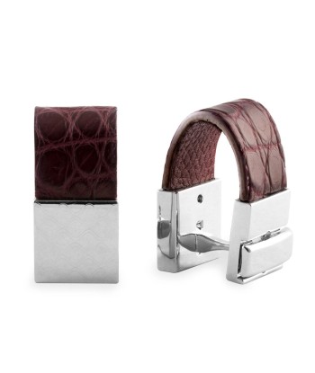 Leather cufflinks - Alligator destockage