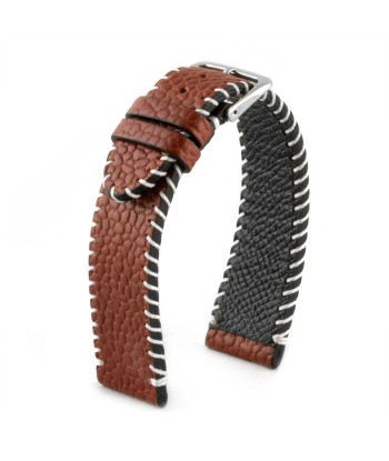 "Football" leather watch band - Medium brown calf meilleur choix