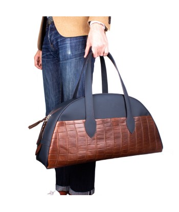 Leather travel bag - Blue calf / Brown alligator Comment ça marche