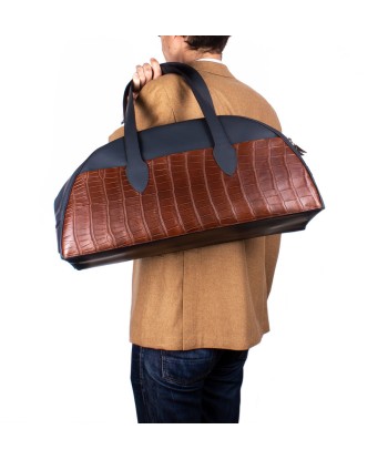 Leather travel bag - Blue calf / Brown alligator Comment ça marche