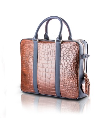 ​Leather business briefcase - Brown alligator / Blue calf est présent 