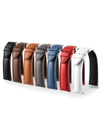 Classic "Essentials" watchstrap - Calf leather strap (black, brown, grey, blue, red, white) Fin de série