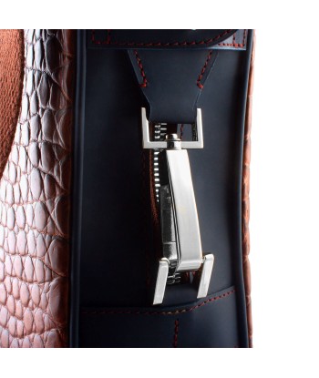 ​Leather business briefcase - Brown alligator / Blue calf est présent 