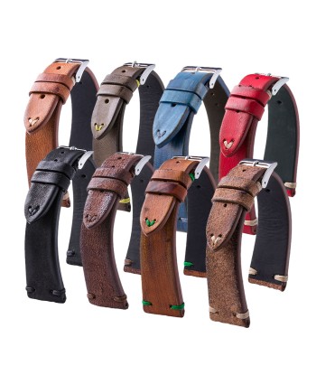 Vintage strap - Leather watch strap - Calf (black, brown, blue, red) Découvrez la collection