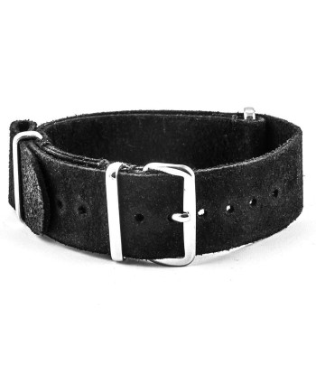 ​Leather nato strap - Brushed calf (black, brown, grey, kaki) pas chere