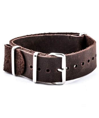 ​Leather nato strap - Brushed calf (black, brown, grey, kaki) pas chere