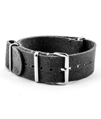 ​Leather nato strap - Brushed calf (black, brown, grey, kaki) pas chere