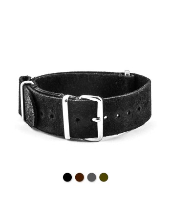 ​Leather nato strap - Brushed calf (black, brown, grey, kaki) pas chere