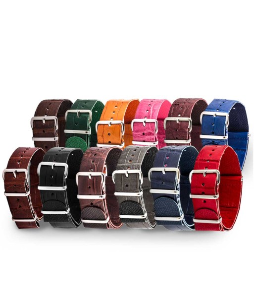 ​Leather Wild nato strap - Wild alligator / crocodile (black, brown, grey, blue, red, orange, green, orange, pink...) 50% de réduction en Octobre 2024