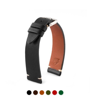 ​"Retro" watch band - Premium quality barenia type calf leather strap (black, brown, kaki, red, green) ouvre sa boutique