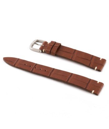 ​"Retro" watchband - Matt alligator leather strap (black, brown, grey, blue, white, burgundy, beige...) Profitez des Offres !