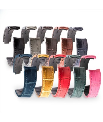 ​Rolex - R Strap premium leather watchstrap - Alligator / crocodile (black, grey, brown, blue, honey, red...) suggérées chez