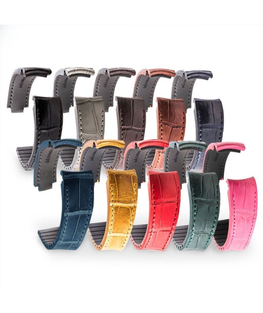 ​Rolex - R Strap premium leather watchstrap - Alligator / crocodile (black, grey, brown, blue, honey, red...) suggérées chez