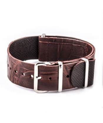 ​Leather Wild nato strap - Wild alligator / crocodile (black, brown, grey, blue, red, orange, green, orange, pink...) 50% de réduction en Octobre 2024