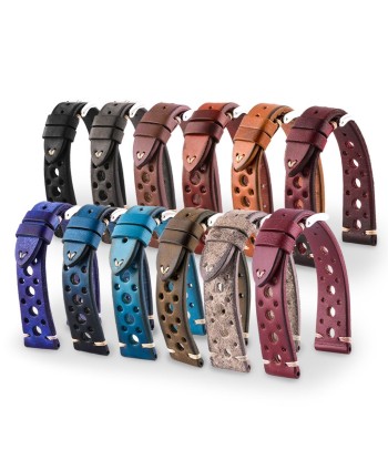 ​Vintage "Racing" strap - High end leather watch band - Calf (black, grey, brown, blue, red, taupe, camo) 2024