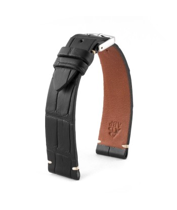 ​"Retro" watchband - Matt alligator leather strap (black, brown, grey, blue, white, burgundy, beige...) Profitez des Offres !