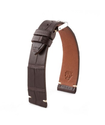 ​"Retro" watchband - Matt alligator leather strap (black, brown, grey, blue, white, burgundy, beige...) Profitez des Offres !