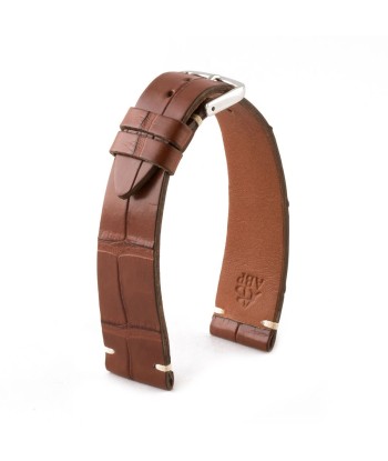 ​"Retro" watchband - Matt alligator leather strap (black, brown, grey, blue, white, burgundy, beige...) Profitez des Offres !