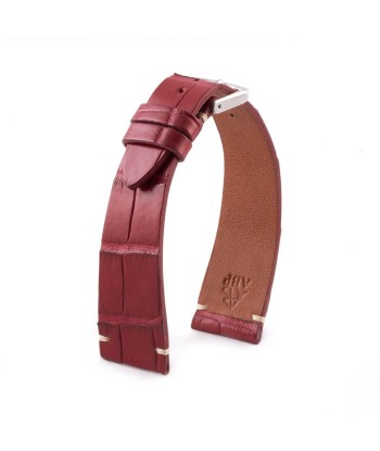 ​"Retro" watchband - Matt alligator leather strap (black, brown, grey, blue, white, burgundy, beige...) Profitez des Offres !