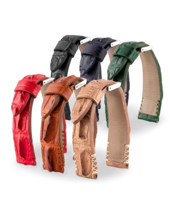 Leather watch strap - Horntail alligator (black, grey, green, blue, brown...) en stock