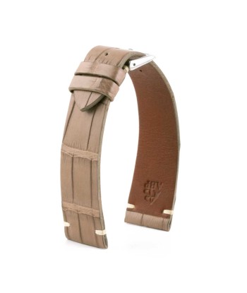 ​"Retro" watchband - Matt alligator leather strap (black, brown, grey, blue, white, burgundy, beige...) Profitez des Offres !