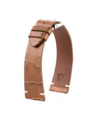 ​"Retro" watchband - Matt alligator leather strap (black, brown, grey, blue, white, burgundy, beige...) Profitez des Offres !